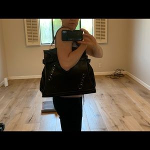 Black leather shoulder bag